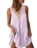 Lilac Satin Silk Nightgown