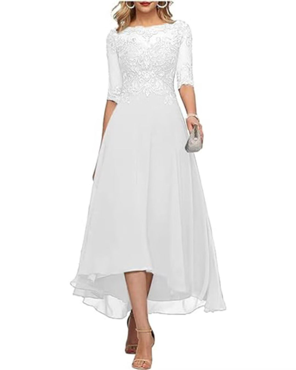 White Lace Formal Evening Gown
